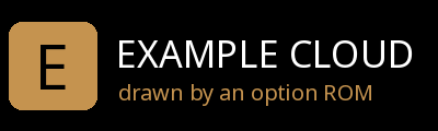 The image a guest read back from its BGRT table with the option ROM attached: an Example Cloud logo, captioned drawn by an option ROM